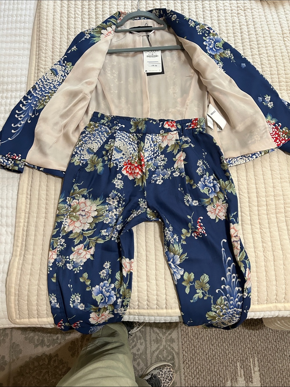Zara Navy Floral Two-Piece Set